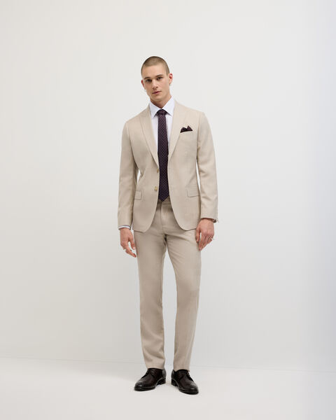 Wool Blend Regular Stretch Premium Tailored Jacket, Ecru, hi-res